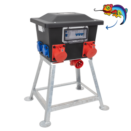 SiRoX 32A KUNSTSTOF VERDEELKAST RONDO OP FRAME2X 32A/5P |  6X SCHUKO | 2X ALS | 32A/5P