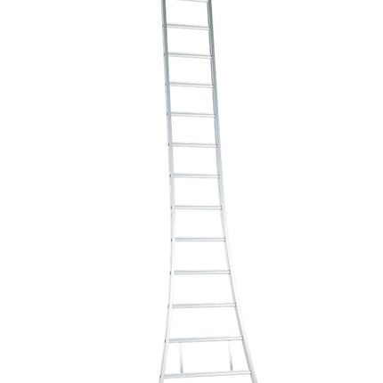 Solide professionele gecoate aluminium ladder met 14 treden en open voet, geschikt voor professioneel gebruik.