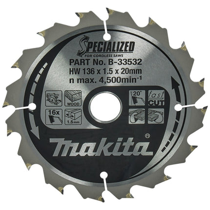 Afbeelding Makita zaagb hout 136x20x1,5 16t 20g B-33532