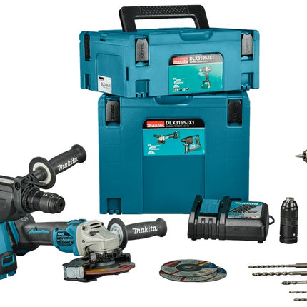 Afbeelding Makita combiset schroeven, boren en slijpen DLX3195JX1