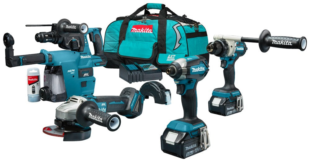 Afbeelding Makita 18 v combiset voor allround tot zwaar boor-, schroef- en slijpwerk DLX4155TX1