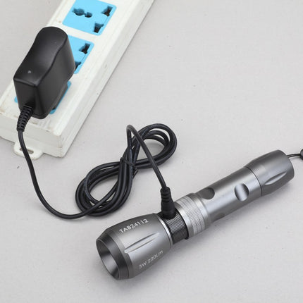 TAB24412, accu zaklamp, aluminium, 220 Lm, LED, zoomfunctie