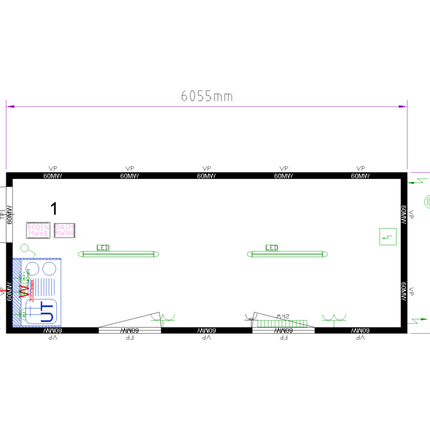 CONTAINEX Kantoorunit 20' met Minikeuken – Ramen rechts