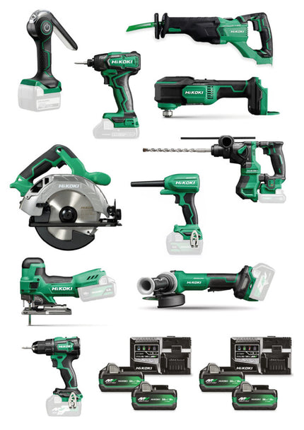 HiKOKI KC18H10A-MVA4 Combiset 10 Accu Machines 18V + 4x MultiVolt Accu in Koffer
