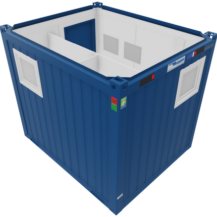 CONTAINEX Sanitair unit 10' met 2 Toiletten, 2 Urinoirs en 2 Wastafels