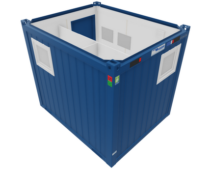 CONTAINEX Sanitair unit 10' met 2 Toiletten, 2 Urinoirs en 2 Wastafels